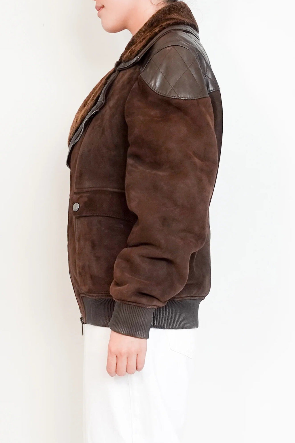 Vintage Brown Suede Lambskin Bomber Jacket