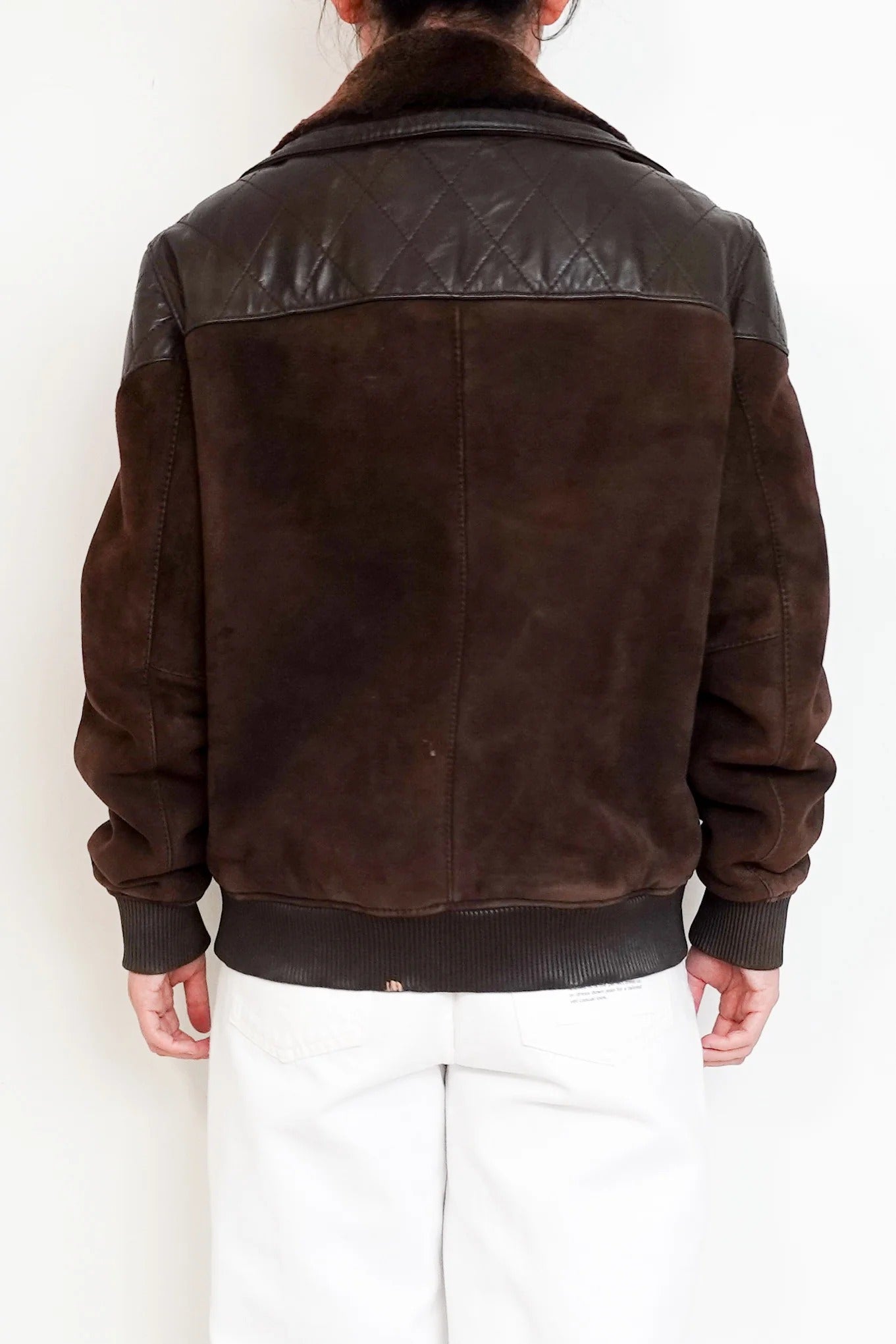 Vintage Brown Suede Lambskin Bomber Jacket
